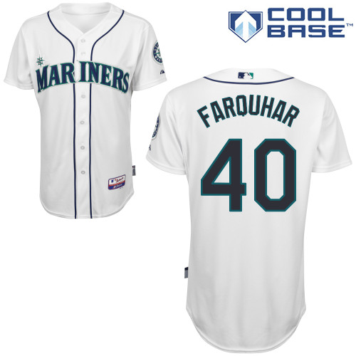 Danny Farquhar #40 MLB Jersey-Seattle Mariners Men's Authentic Home White Cool Base Baseball Jersey